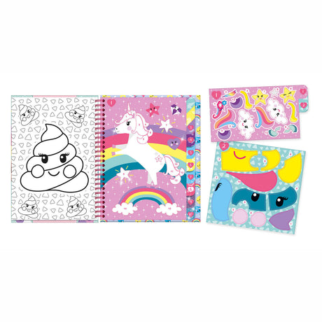 Totum unicorn sticker puzzle activity book a5 - holiday book sticker by number incl. coloring pages - toys for girls from 3 years