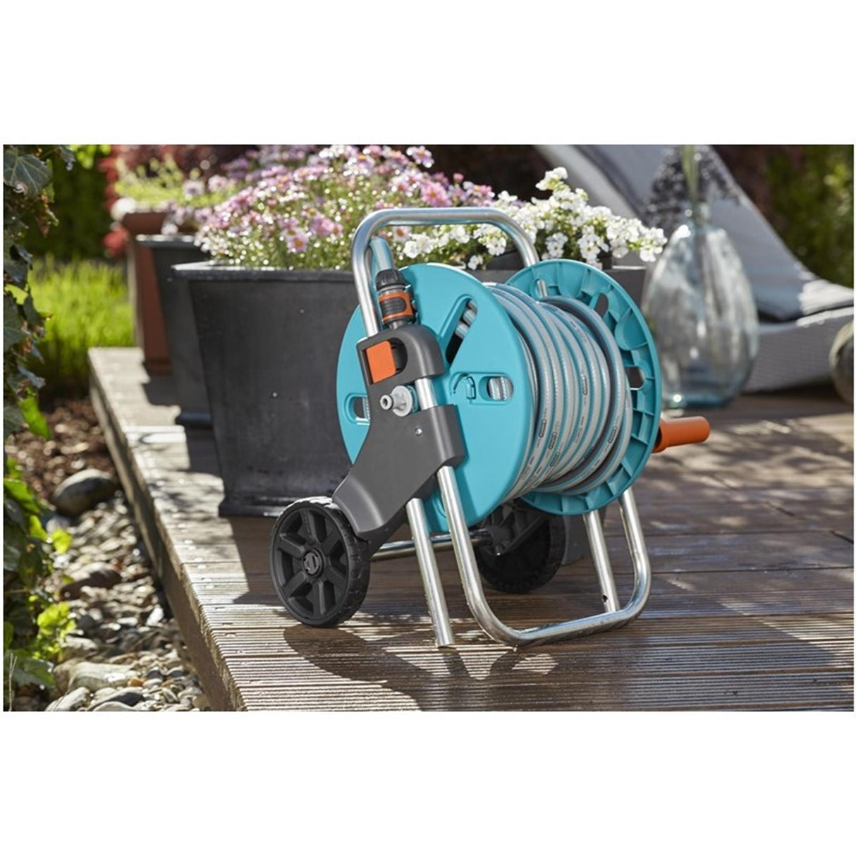 Gardena aquaroll s garden hose reel on wheels 20 meters hose
