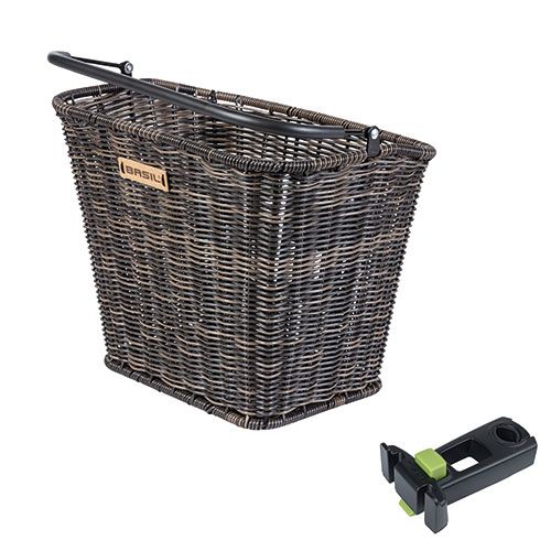 Basil Bremen Rattan Look KF - Basina de bicicleta - Primero - incluyendo Basil KF ADELANTE -STemTrolder - Brown