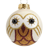 Christmas ball glass owl 3col assdia6cm