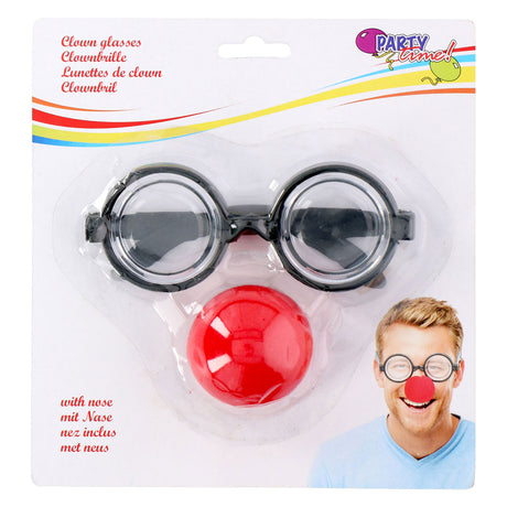 Edco party casa clown glasses with nose - clown accessory party - dress up glasses clown - carnival - black and red