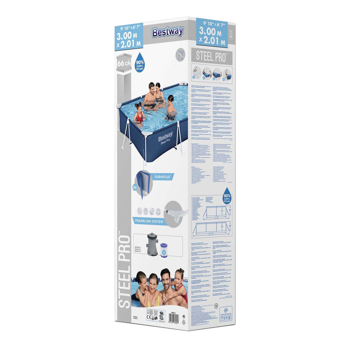 Ocelový bazénový bazén Bestway set obdélník, 300 cm