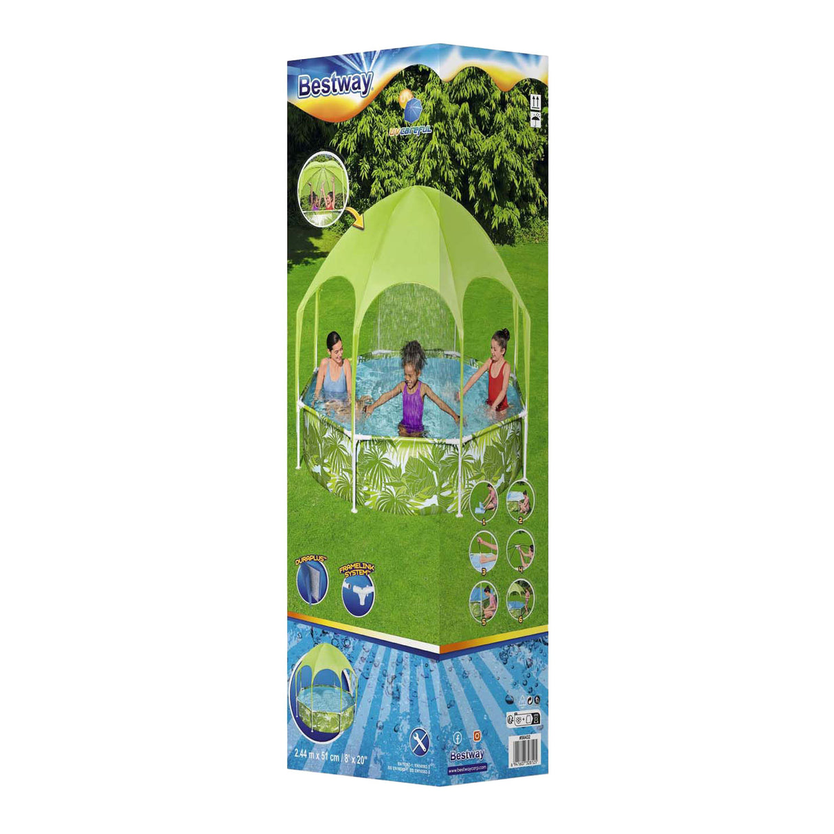 Bestway my first frame zwembad splash-in-shade play rond met uv zonnescherm, 244cm