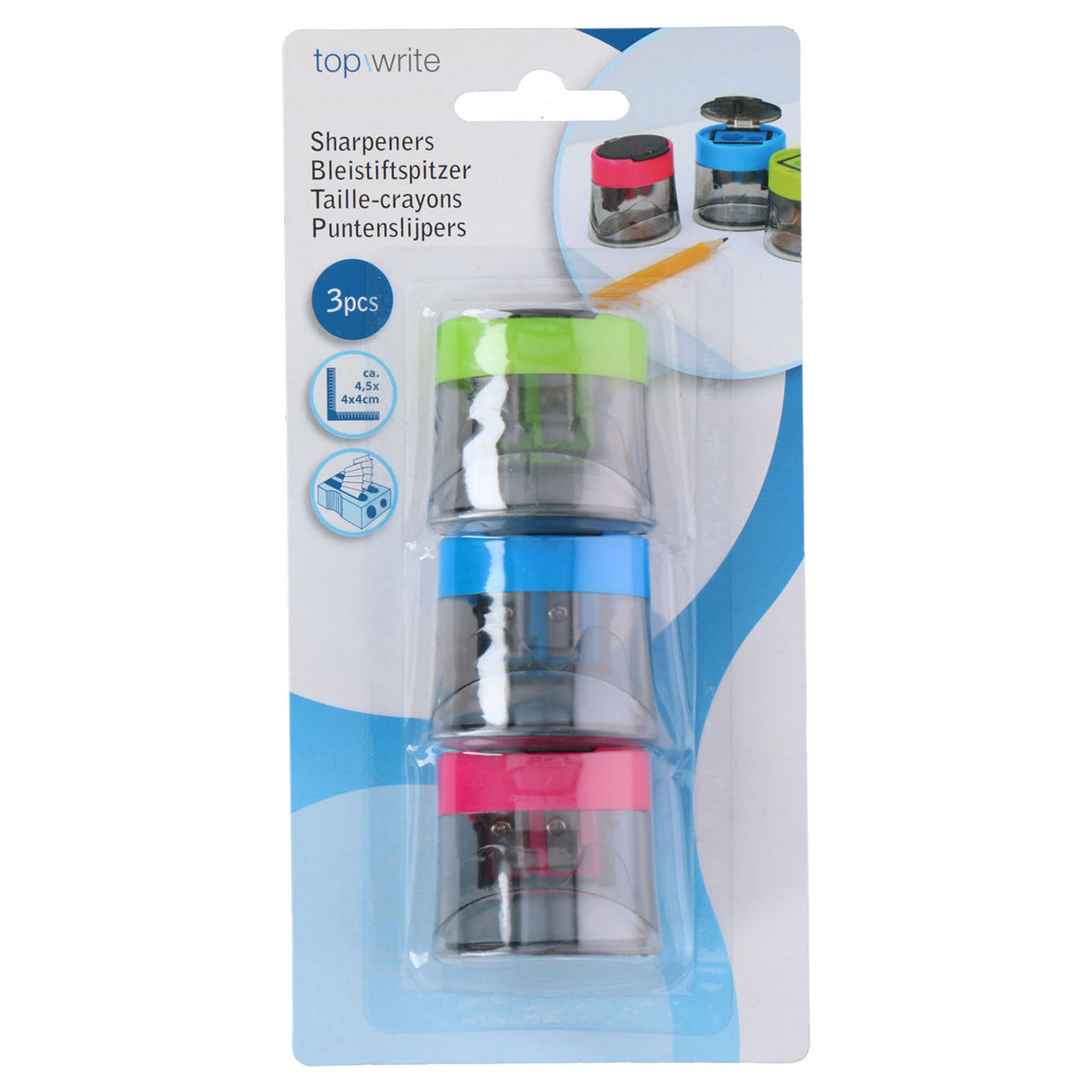 Pencil sharpener color, 3 pcs.