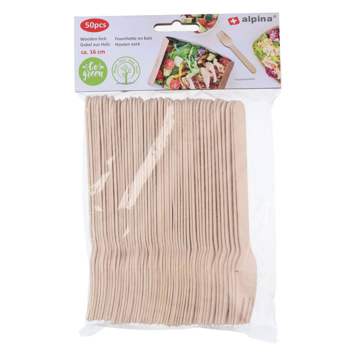 Disposable fork wood 16 cm, 50th.