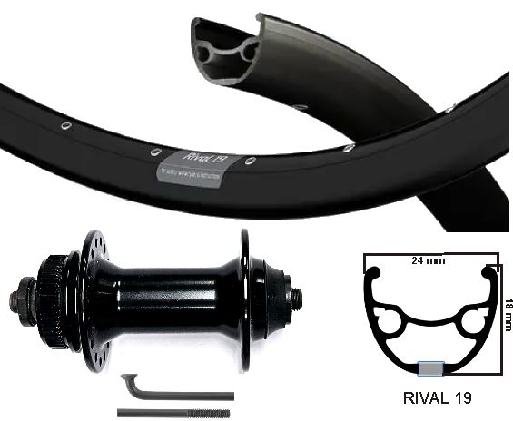 KGS přední kolo 28 palců (622) Rival 19 Spaken Black Centerlock