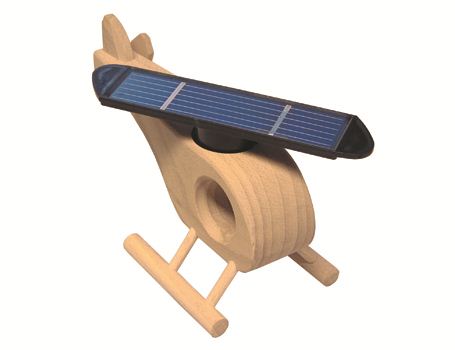 Solexpert wooden helicopter with solar panel - natural