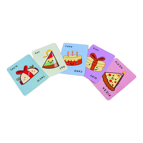 Geronimo games blue orange card game taco hat cake gift pizza