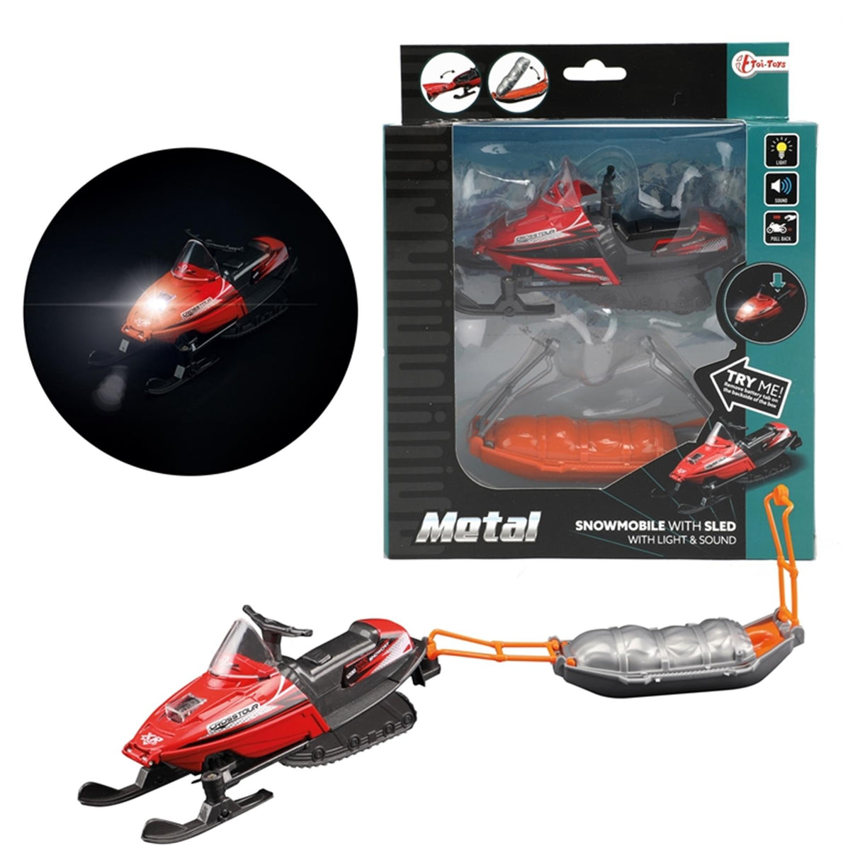 Bréagán bréagáin bréagáin snowmobile le sled