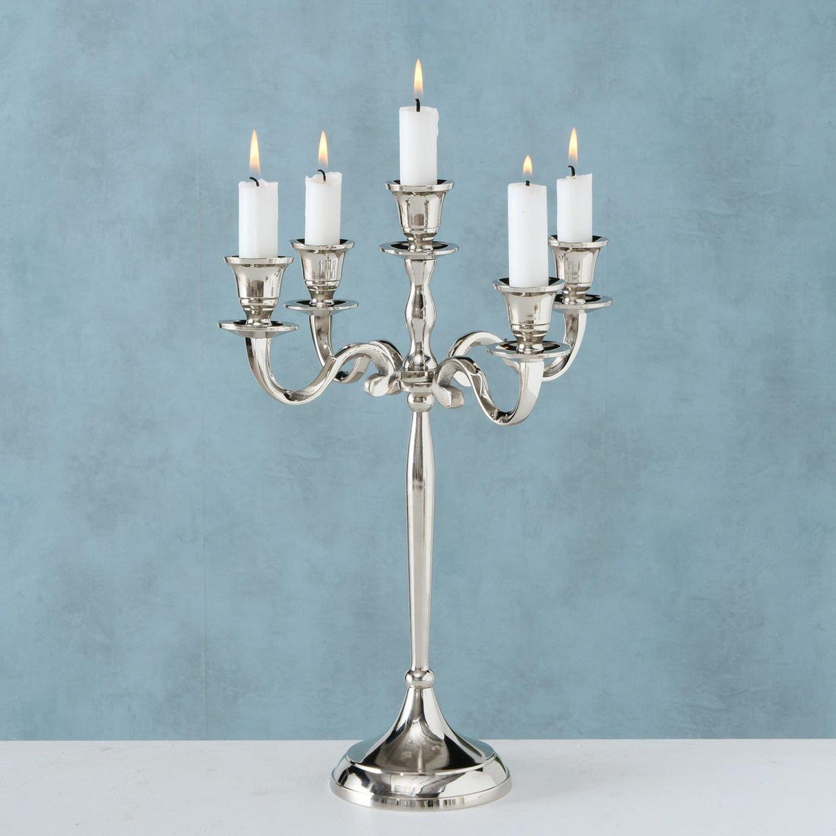 Boltze home candlestick silver 27x38cm