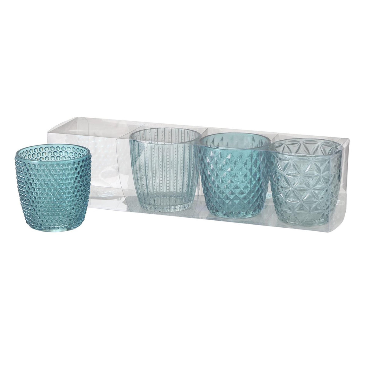 Boltze home tealight holder set of 4 pcs ø7xh7cm blue