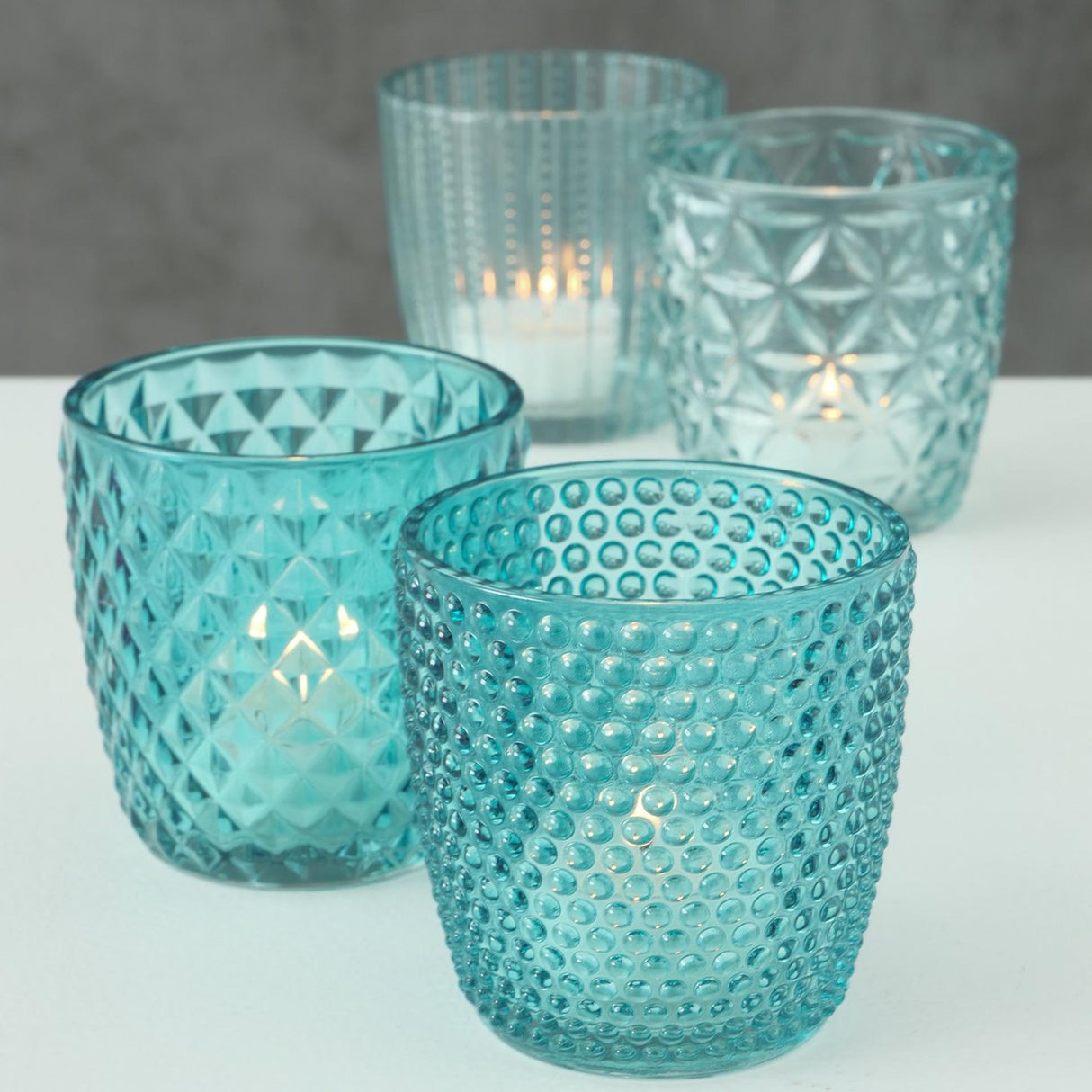 Boltze home tealight holder set of 4 pcs ø7xh7cm blue