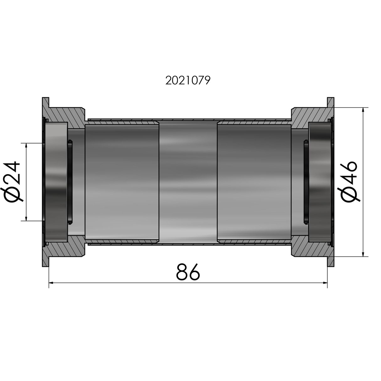 Elvedes bottom bracket adapter Press Fit BB386 Shimano 24mm