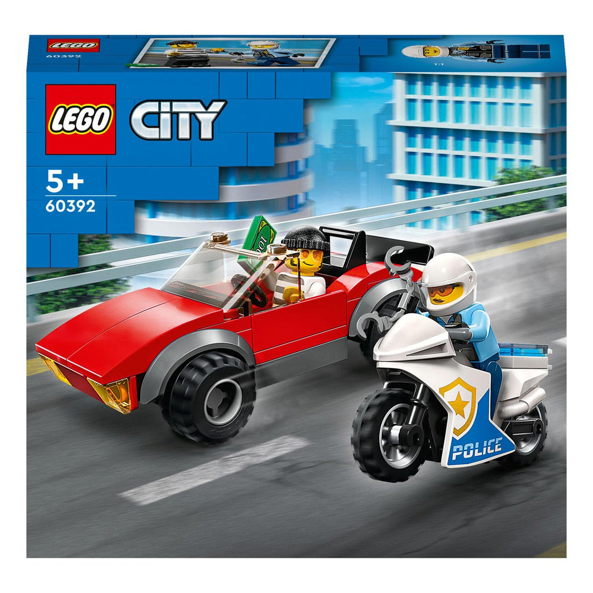 Lego Lego City 60392 Verfollegung Auto op der Police Motor