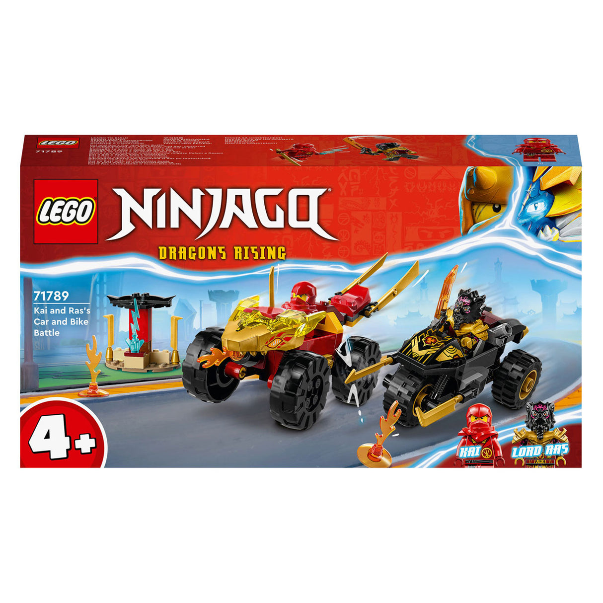 Lego Lego Ninjago 71789 Kai and Ras 'DRELL Tealt tëscht Auto a Motorrad