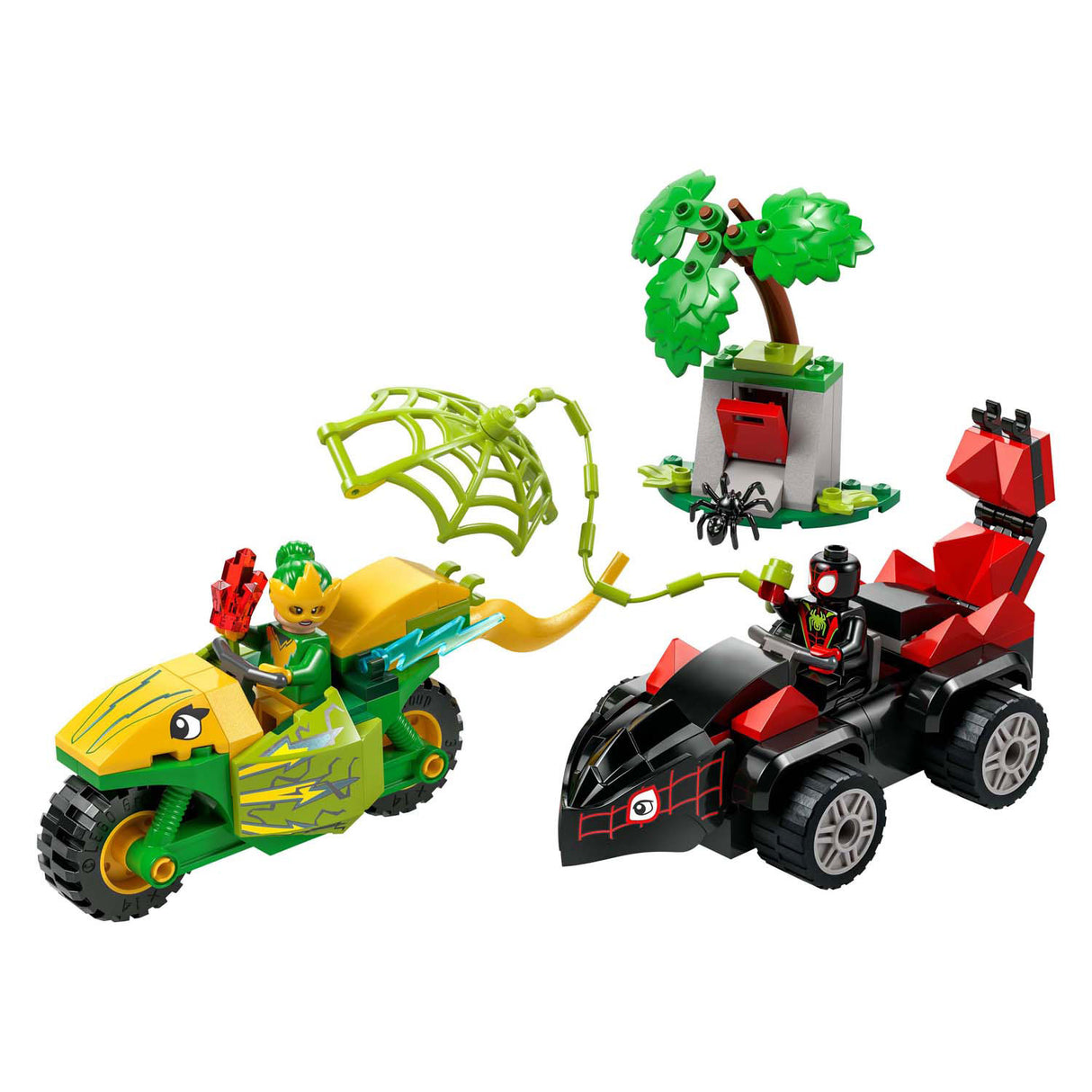 Lego Spidey 11198 Spin og Electro Chase med dinosaurkøretøjer