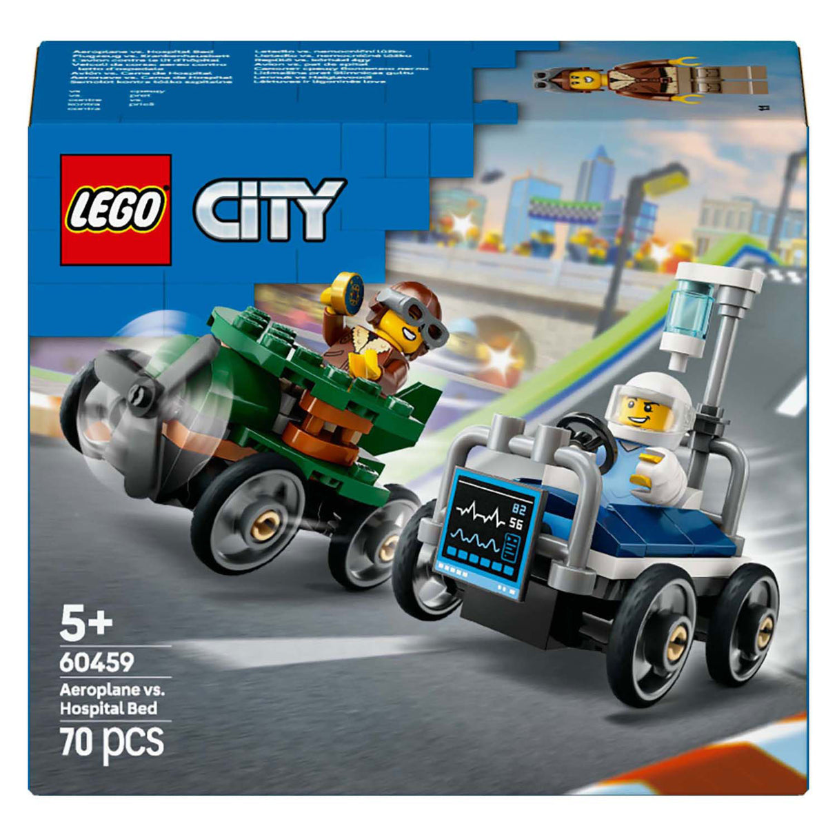 LEGO City 60459 Race Car Pack: Airplane vs. cama de hospital