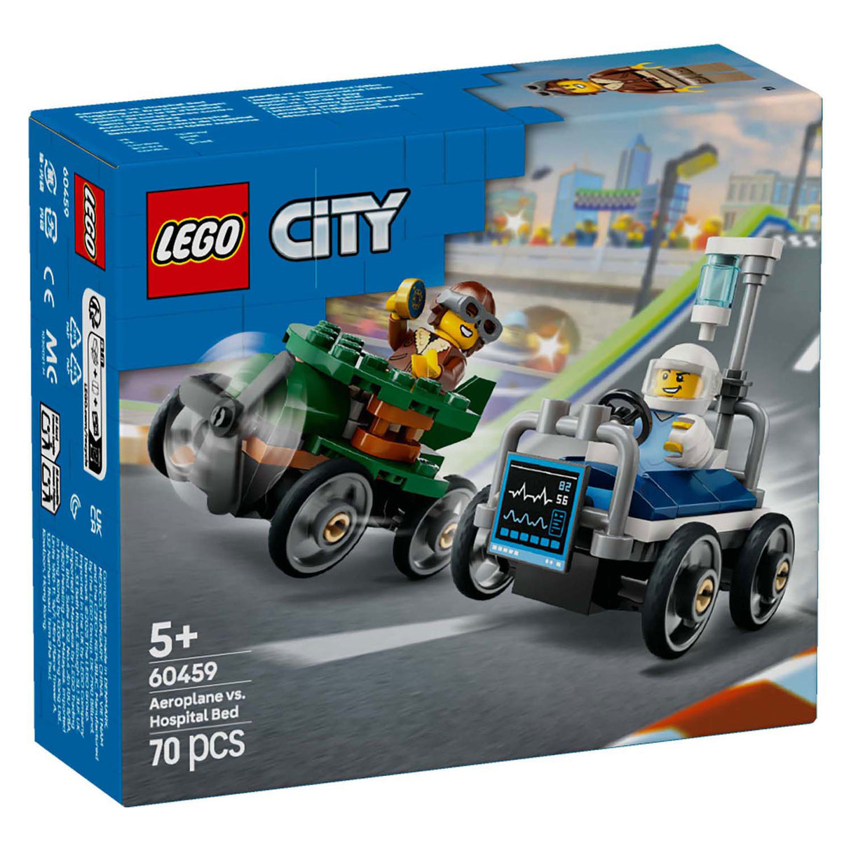 LEGO City 60459 Race Car Pack: Airplane vs. cama de hospital