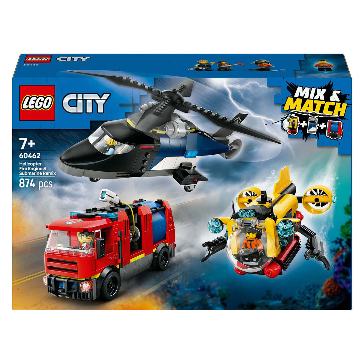 LEGO City 60462 Helicopter, fire truck and Submire Remix