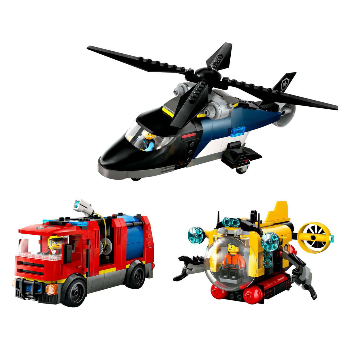 LEGO City 60462 Helicopter, fire truck and Submire Remix