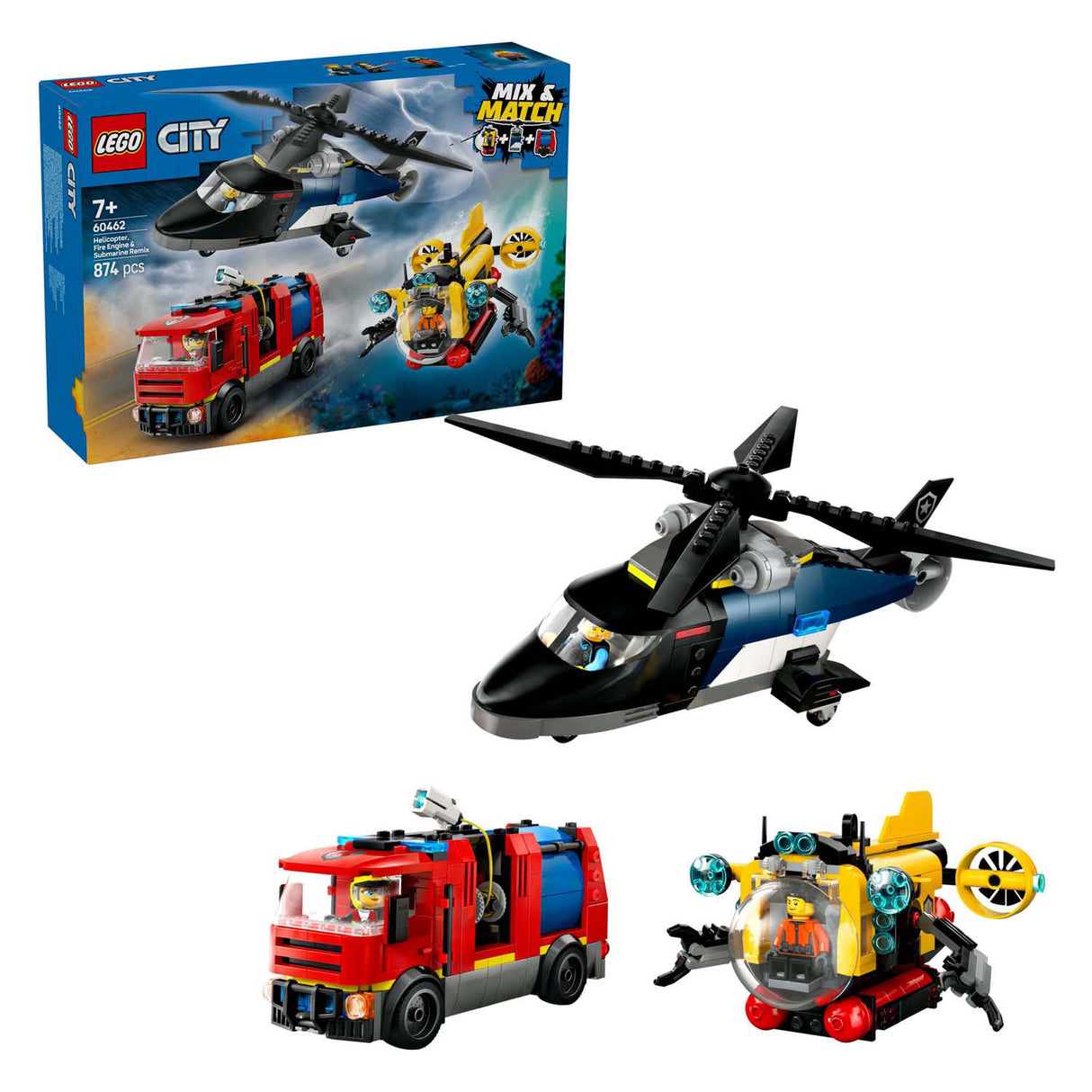 LEGO CITY 60462 Helikopter, brandbil och underlag remix