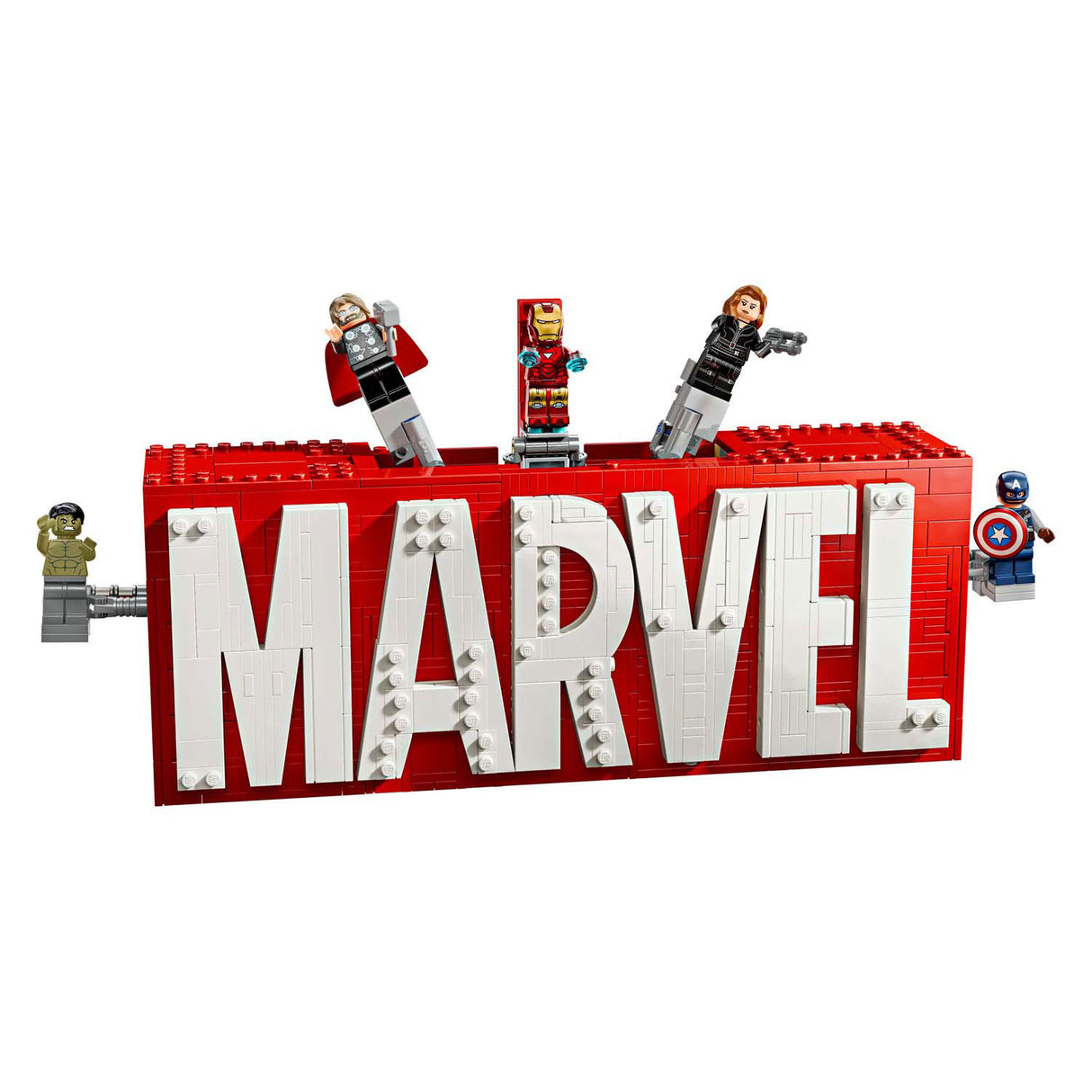 Lego Super Heroes 76313 Marvel -logotyp och minifigurer