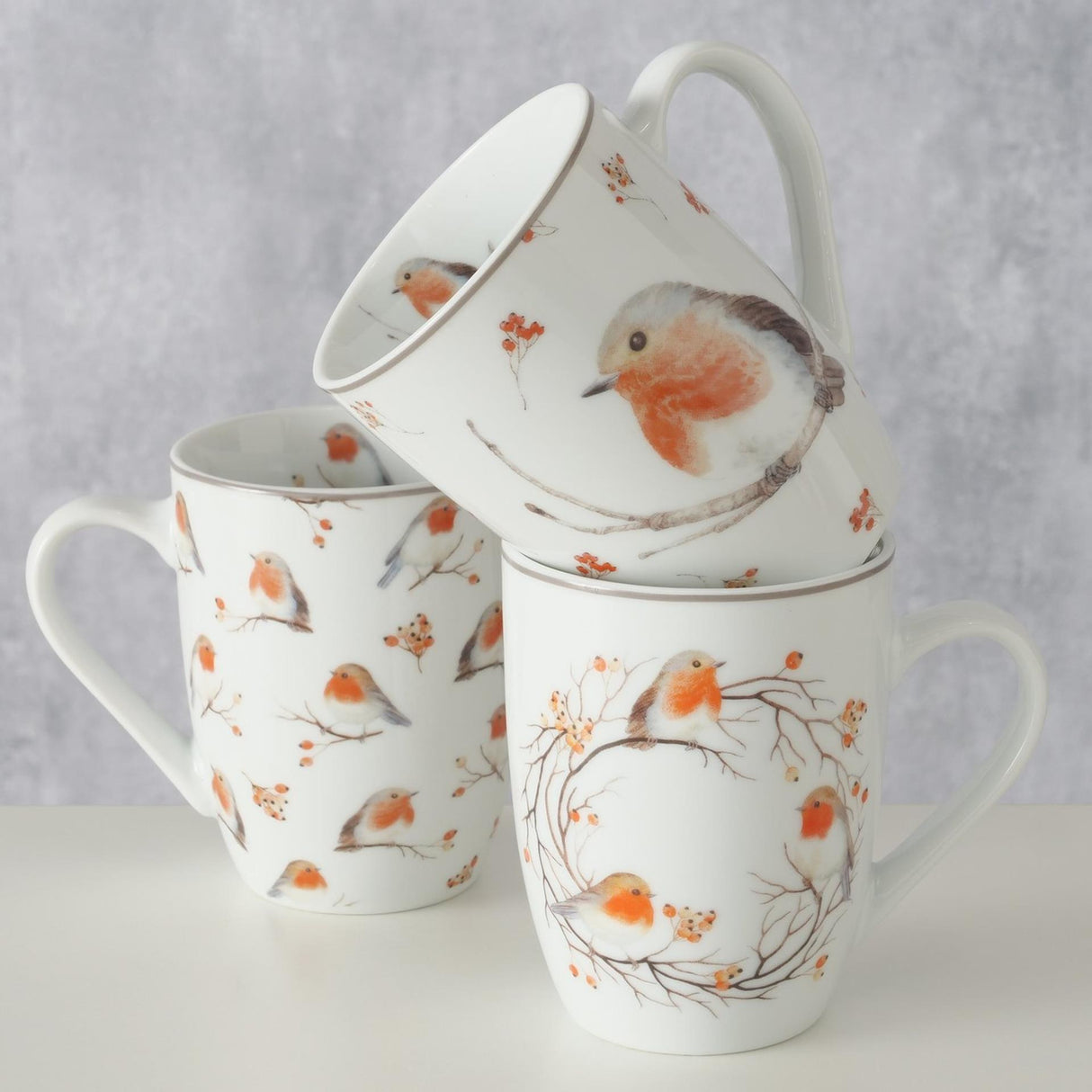 Boltze hemkopp ruby robin 330ml porslin