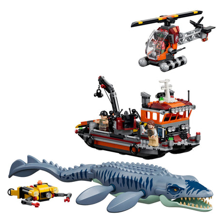 Lego jurassic world mosasaurus bootaanval dinosaurus speelgoed voor kinderen 77983