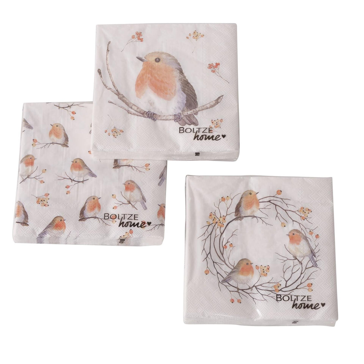 Boltze Home napkins robin red breast 20-piece paper