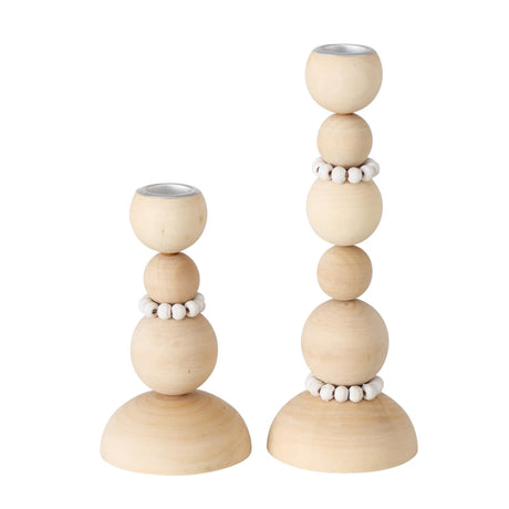 Boltze home candlestick beads 2-piece h20cm wood