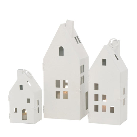 Boltze home lantern set of 3 pieces in house model white