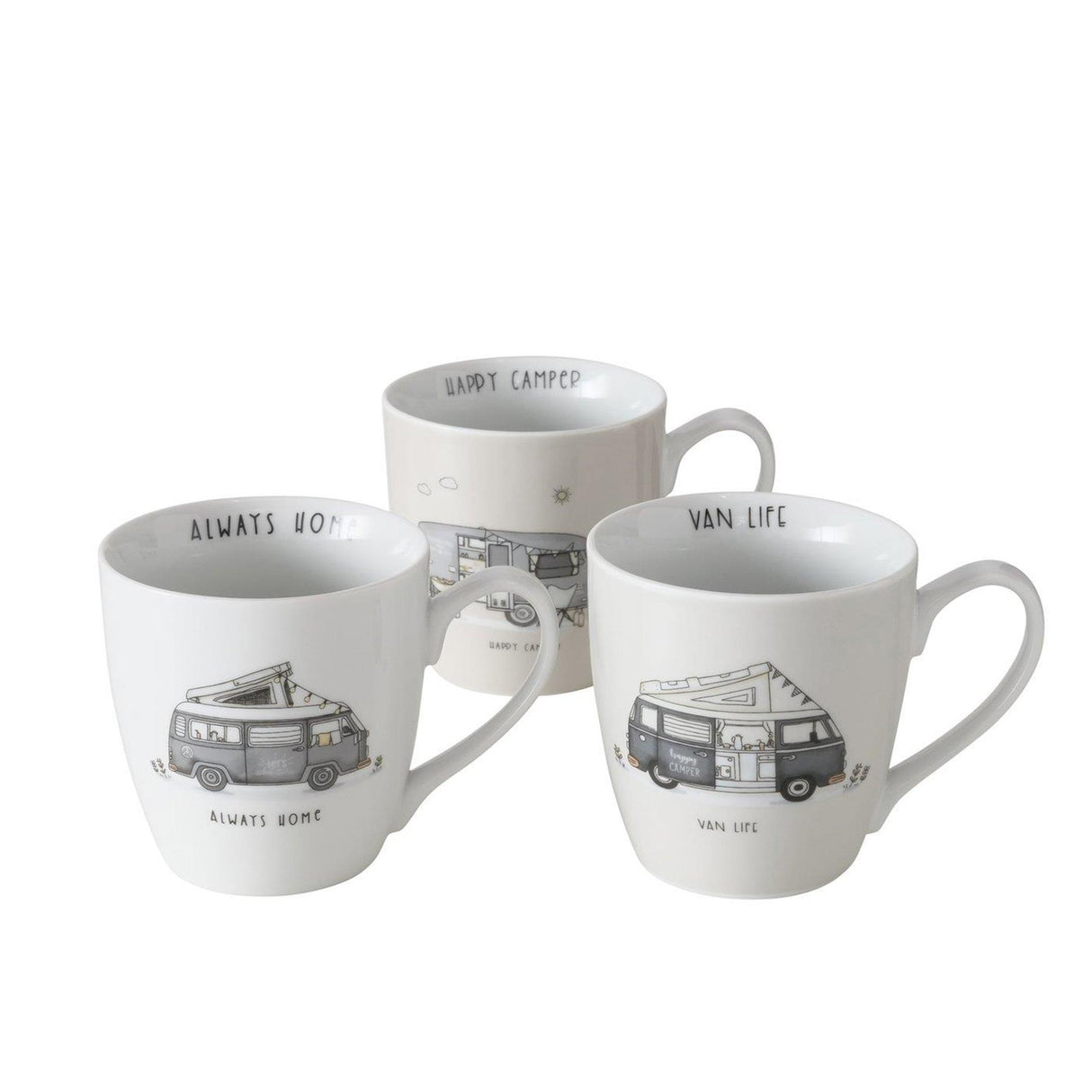 Boltze home jumbomugg vanlife husbil med text - 480 ml vit grå