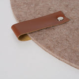 Boltze home placemat modena felt with leather piece - dia 38cm - available in brown or blue