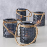 Boltze home tealight holder with rope handle h8cm