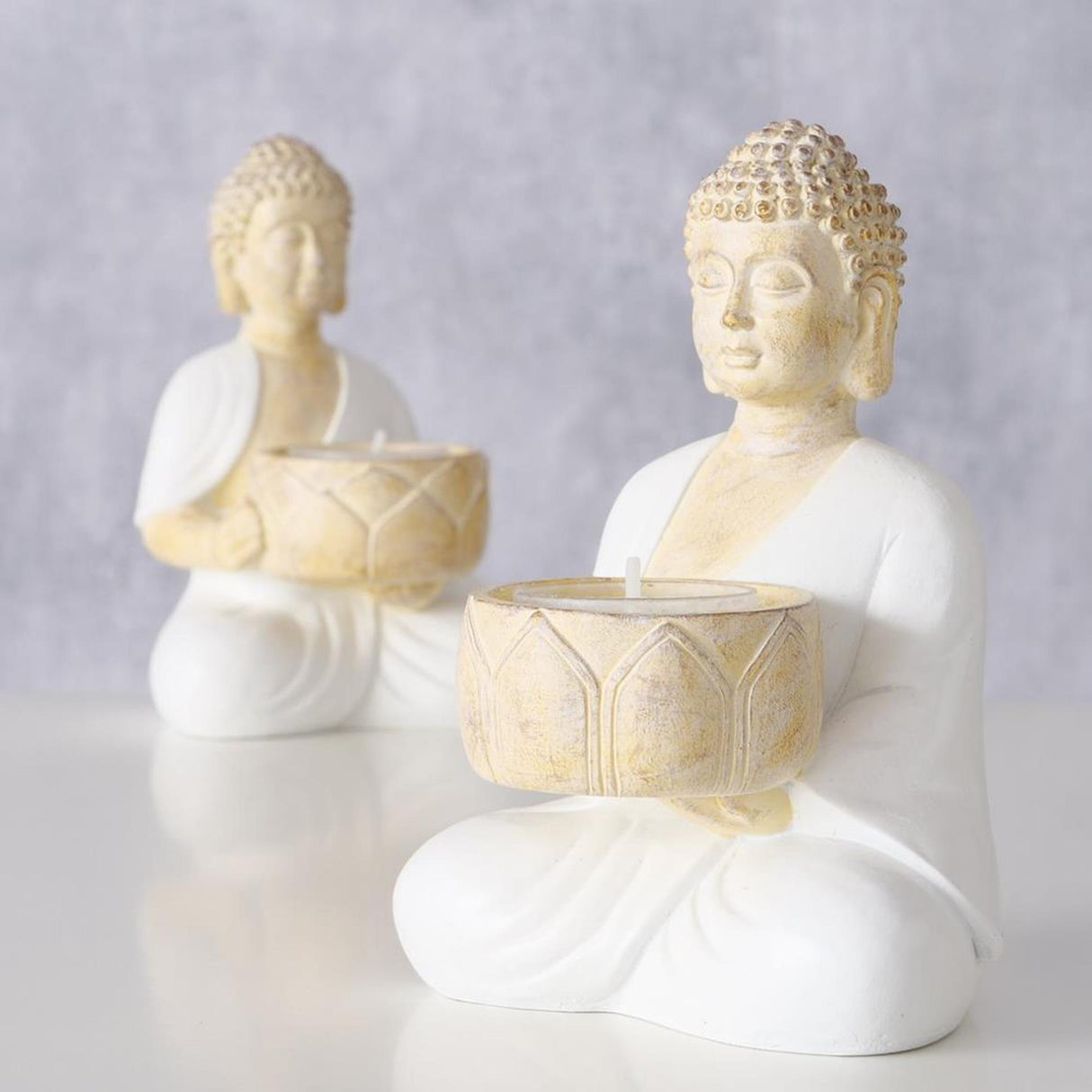 Boltze home tealight holder buddha h15cm 2 assorted