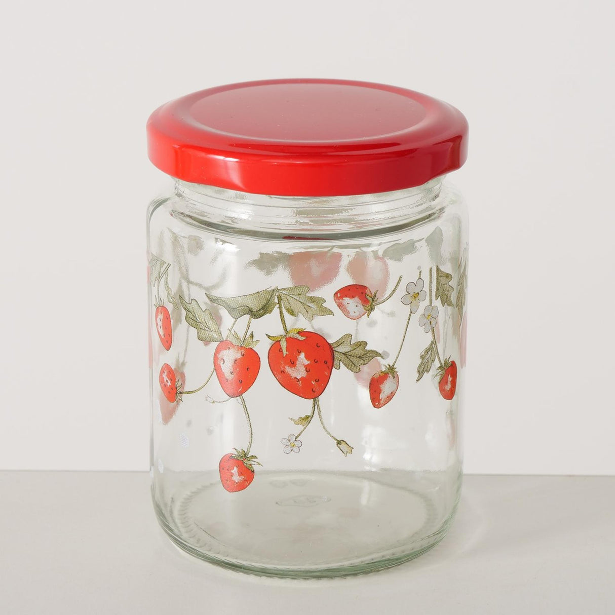 Boltze home storage jar 'emily' strawberry glass 240ml dia.7x9cm 2 assorted