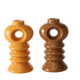 Boltze home candlestick earthenware h14cm orange brown