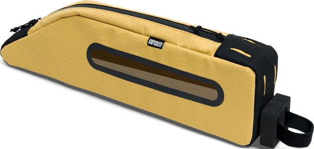 Capsuled top tube bag for bicycles