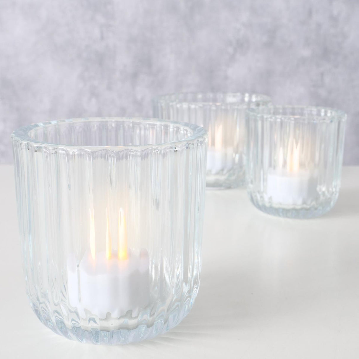 Boltze home tealight holder set Sikel 3-piece glass clear