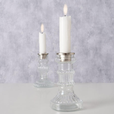 Boltze home candlestick glass transparent h11.5cm