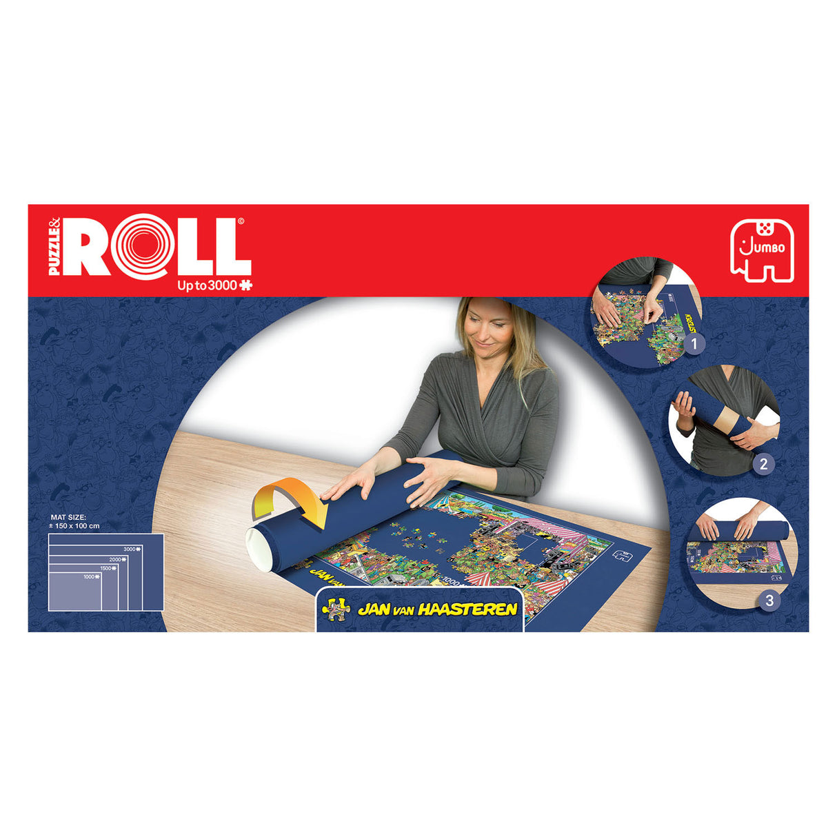 Jumbo puzzle mat and roll, up to 3000 pieces