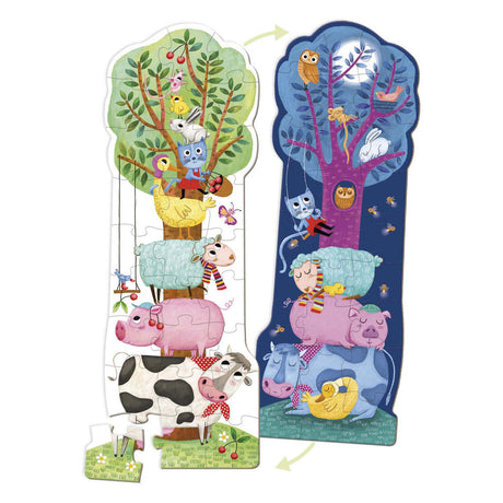 Jumbo Goula Reversible Puzzle xxl Bauerenhaff Dag an Nuecht, 27 Stéck.