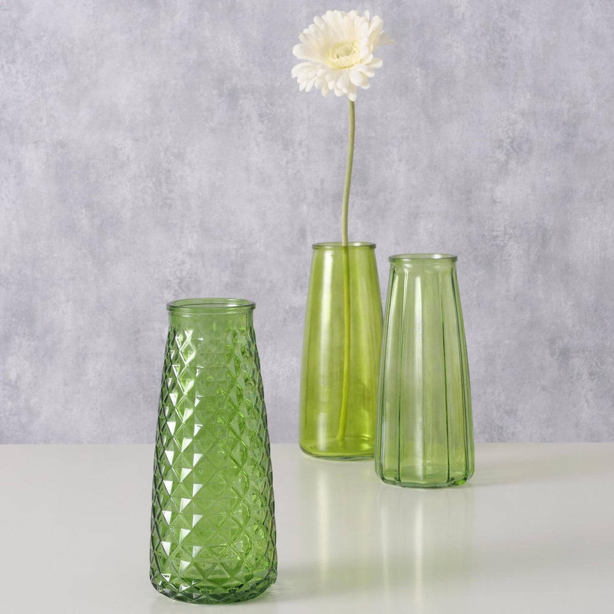 Boltze home vase glass green h22.5cm