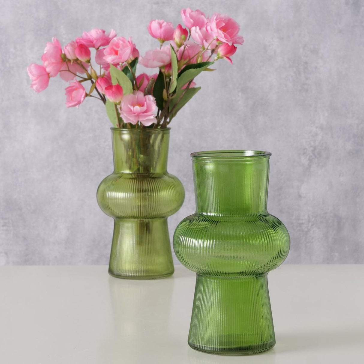 Boltze home vase glass green h20cm