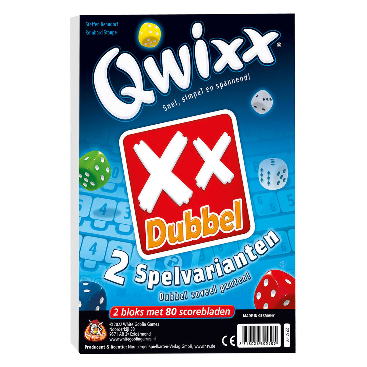 Vita Goblin -spel Qwixx Double Dice Game