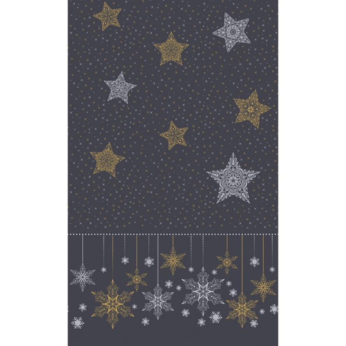 Duni tablecloth snowstars black 138x220
