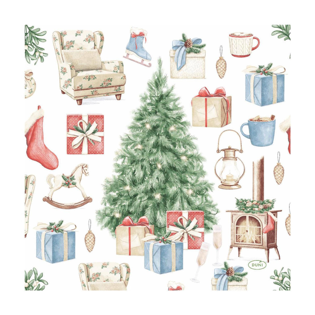 Duni napkins tree and gift 33x33cm