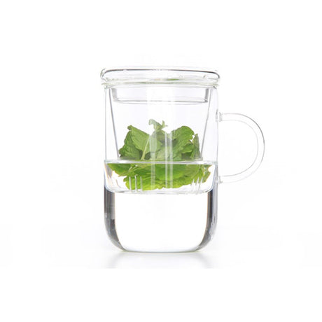 Theekop met filter glas cl ø 8cm hoogte: 12,5 cm inhoud: 470 ml