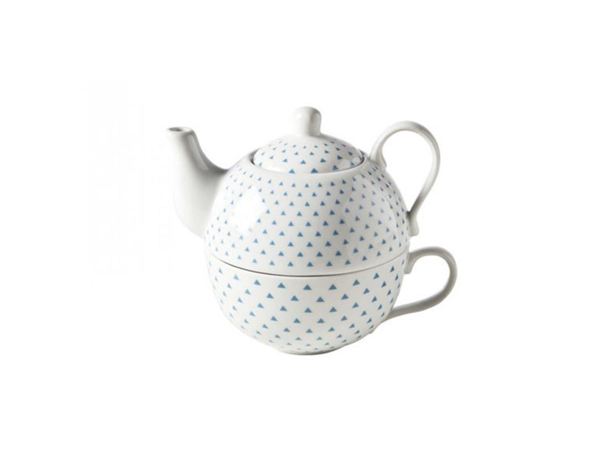 Cozy trendy tea for one blue triangle