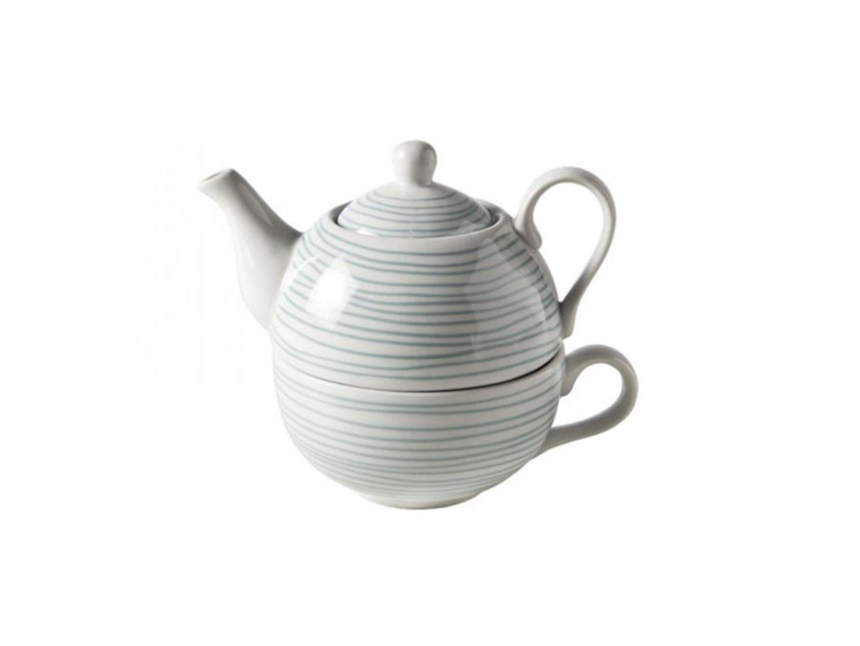 Cozy trendy tea for one green lines